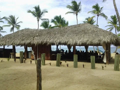 Beachside restaurant in the Uvero Alto area photographed in 2013